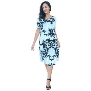 Jessica London Aqua‎ Leaf Print Soft Knit Dress with Pockets Size 26/28 4X Plus